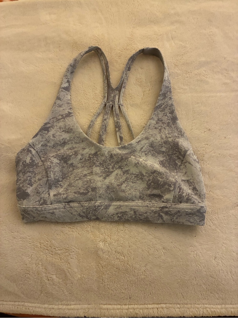 lululemon athletica Gray Marble-Print Strappy Sports Bra
